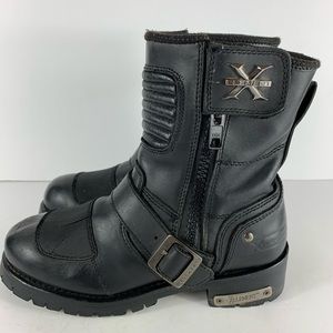 Xelement Black Leather Zip Motorcycle Boots Sz. 8M